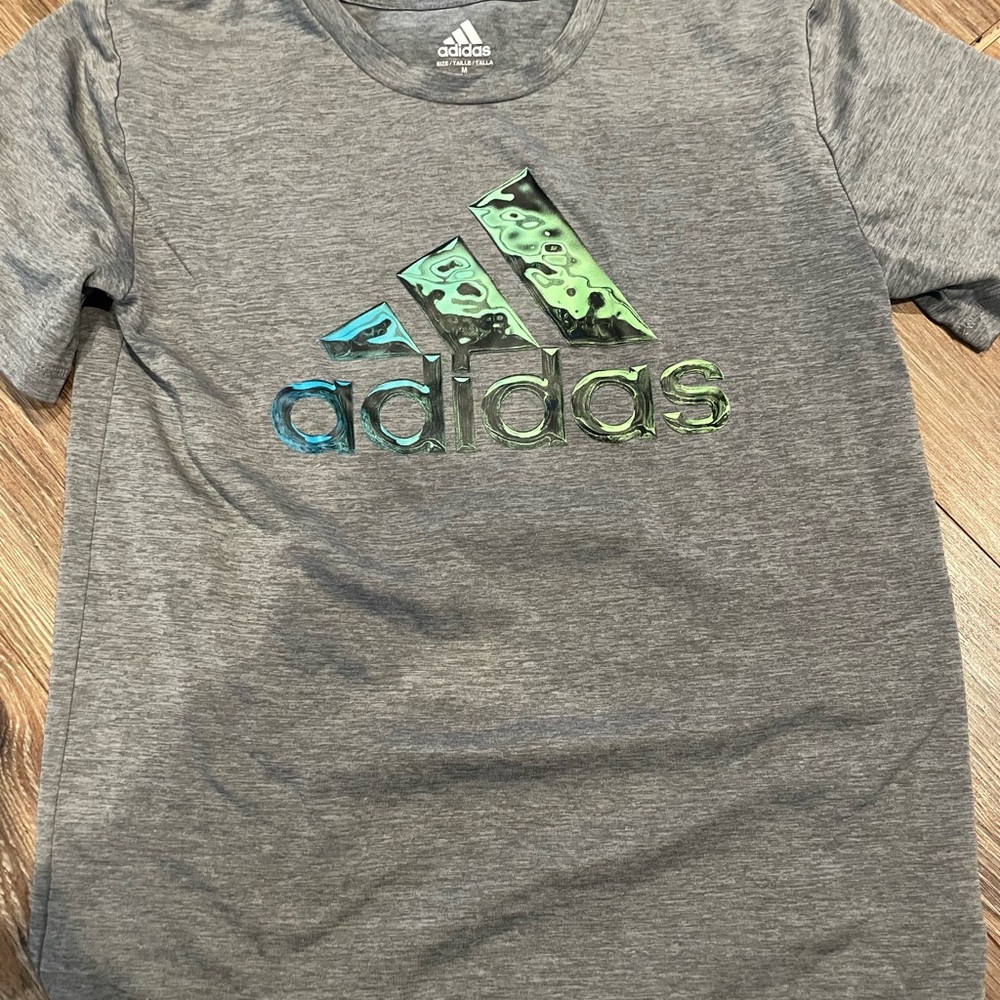 Adidas Gray Short Sleeve  moisture wicking Tee with Logo